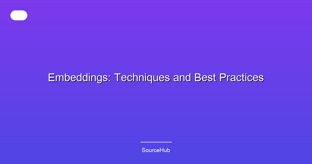 Embeddings: Techniques and Best Practices
