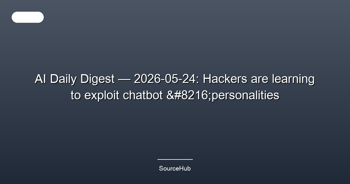 AI Daily Digest — 2026-05-24: Hackers are learning to exploit chatbot ‘personalities