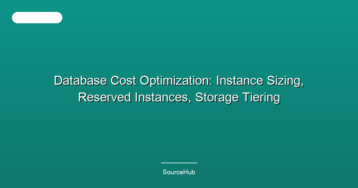 Database Cost Optimization: Instance Sizing, Reserved Instances, Storage Tiering