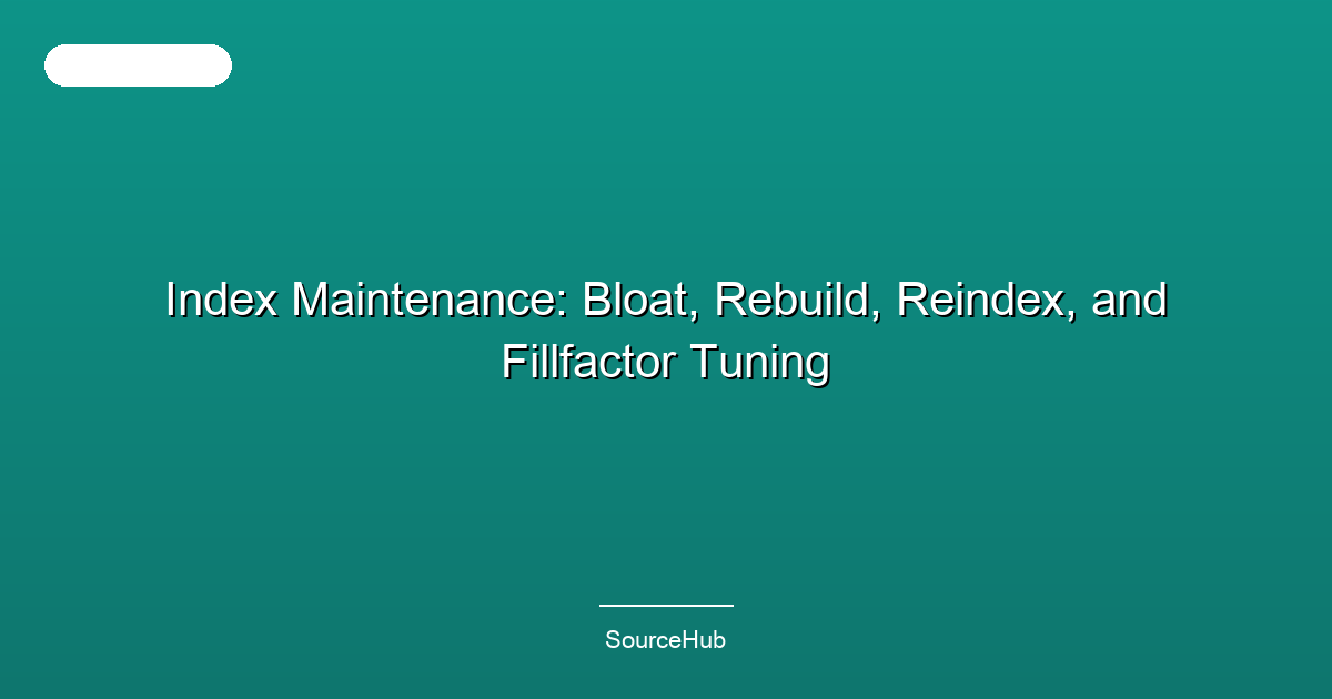 Index Maintenance: Bloat, Rebuild, Reindex, and Fillfactor Tuning