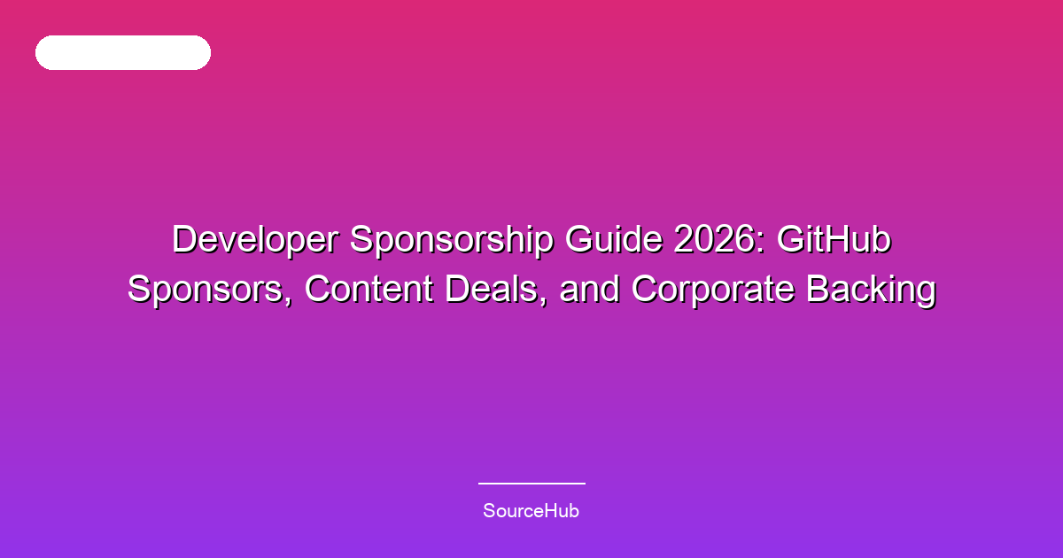 Developer Sponsorship Guide 2026: GitHub Sponsors, Content Deals, and Corporate Backing