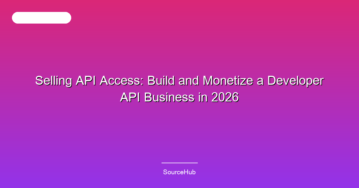 Selling API Access: Build and Monetize a Developer API Business in 2026