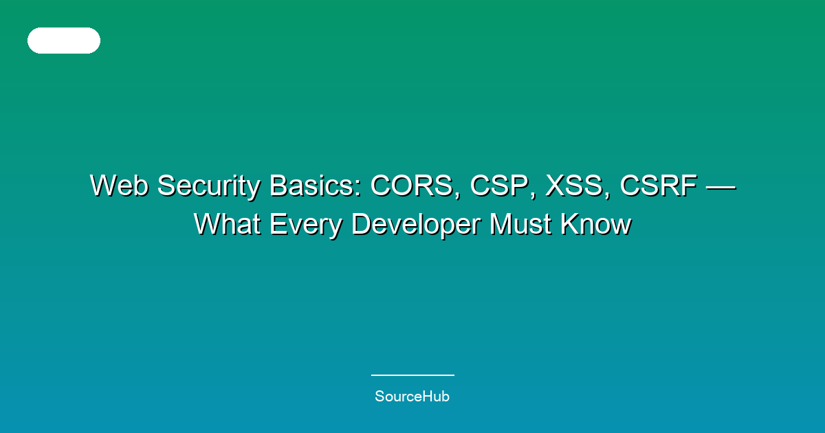 Web Security Basics: CORS, CSP, XSS, CSRF — What Every Developer Must Know